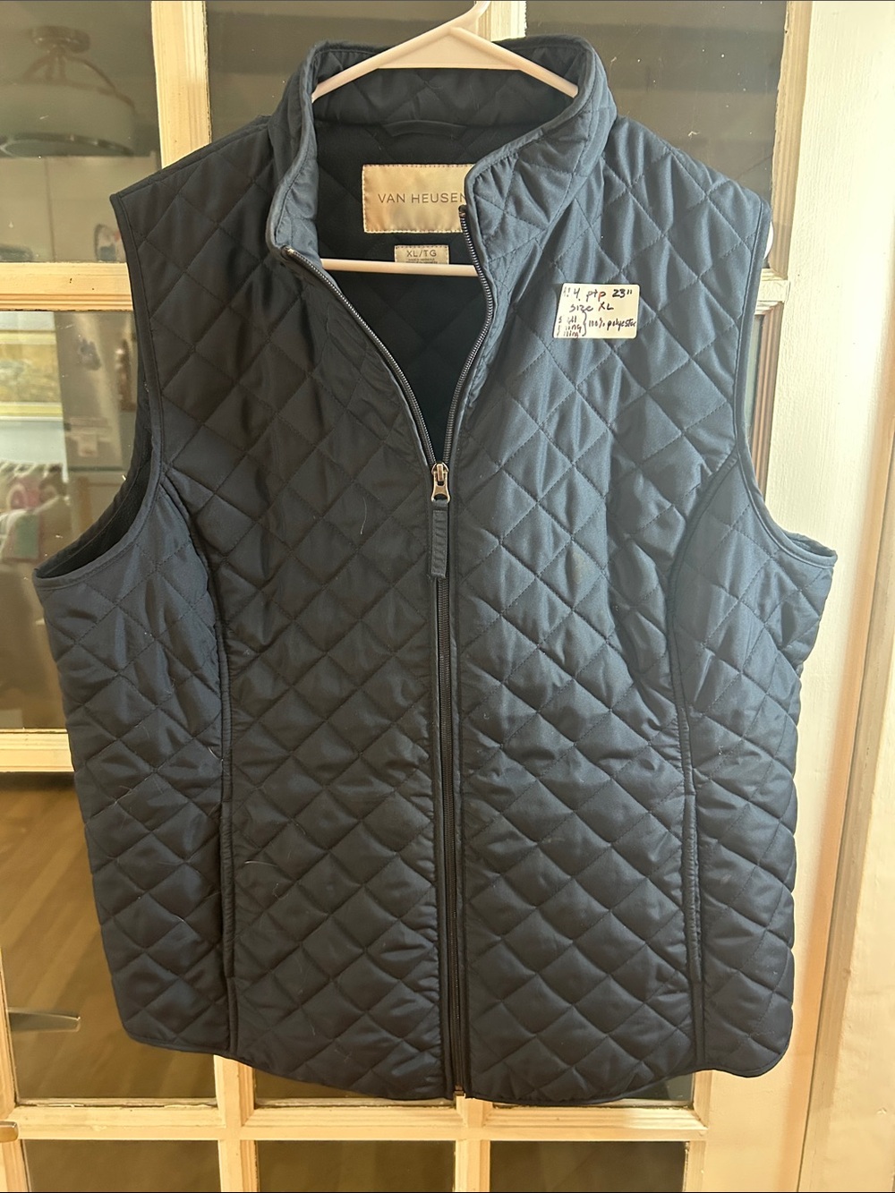 A34.    Van Heusen Navy Quilted Zip-Front Vest